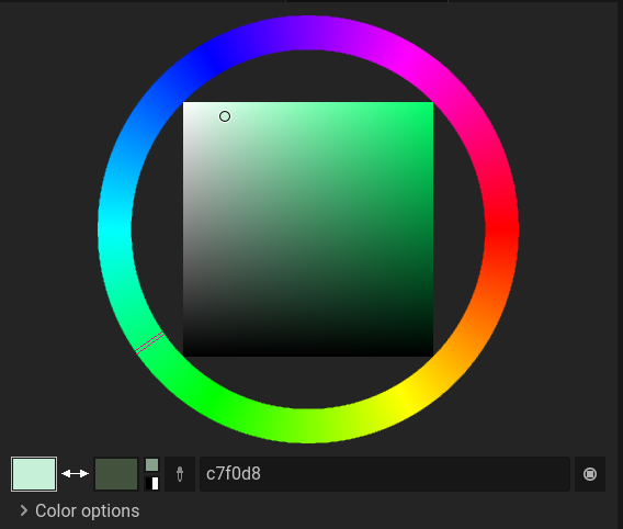 Screenshot of Pixelorama’s new color picker panel